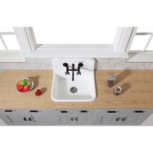 Arcticstone GKTA242119 24-Inch Solid Surface White Stone Apron-Front 2-Hole Single Bowl Top-Mount Kitchen Sink, Matte White