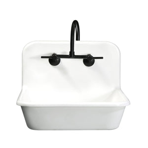 Arcticstone GKTA242119 24-Inch Solid Surface White Stone Apron-Front 2-Hole Single Bowl Top-Mount Kitchen Sink, Matte White