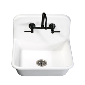 Arcticstone GKTA242119 24-Inch Solid Surface White Stone Apron-Front 2-Hole Single Bowl Top-Mount Kitchen Sink, Matte White