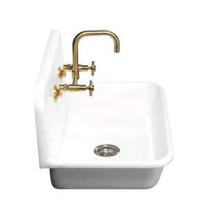 Arcticstone GKTA302119 30-Inch Solid Surface White Stone Apron-Front 2-Hole Single Bowl Top-Mount Kitchen Sink, Matte White