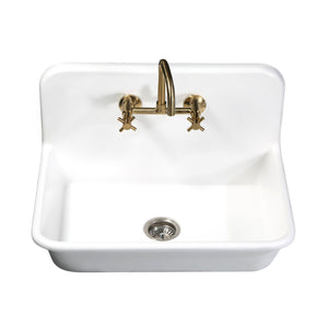 Arcticstone GKTA302119 30-Inch Solid Surface White Stone Apron-Front 2-Hole Single Bowl Top-Mount Kitchen Sink, Matte White