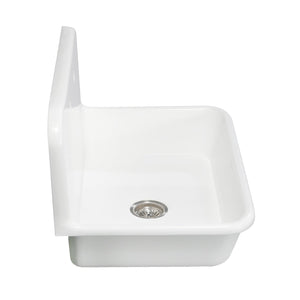 Arcticstone GKTA302119 30-Inch Solid Surface White Stone Apron-Front 2-Hole Single Bowl Top-Mount Kitchen Sink, Matte White
