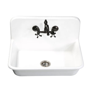 Arcticstone GKTA302119 30-Inch Solid Surface White Stone Apron-Front 2-Hole Single Bowl Top-Mount Kitchen Sink, Matte White