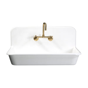 Arcticstone GKTA362119 36-Inch Solid Surface White Stone Apron-Front 2-Hole Single Bowl Top-Mount Kitchen Sink, Matte White