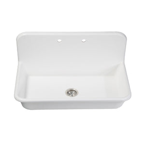 Arcticstone GKTA362119 36-Inch Solid Surface White Stone Apron-Front 2-Hole Single Bowl Top-Mount Kitchen Sink, Matte White