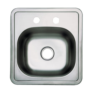 Studio GKTS1515 15-Inch Stainless Steel Self-Rimming 2-Hole Single Bowl Bar Sink, Brushed