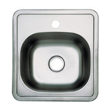 Studio GKTS15151 15-Inch Stainless Steel Self-Rimming 1-Hole Single Bowl Bar Sink, Brushed
