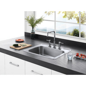 Studio GKTS2520 25-Inch Stainless Steel Self-Rimming 3-Hole Single Bowl Drop-In Kitchen Sink, Brushed