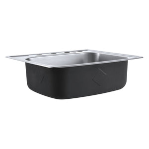 Studio GKTS25228 25-Inch Stainless Steel Self-Rimming 4-Hole Single Bowl Drop-In Kitchen Sink, Brushed