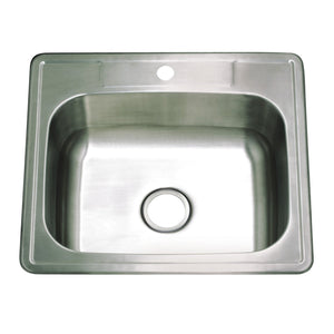 Studio GKTS252281 25-Inch Stainless Steel Self-Rimming 1-Hole Single Bowl Drop-In Kitchen Sink, Brushed