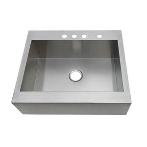 Edinburg GKTSF302494 30-Inch Stainless Steel Apron-Front 4-Hole Single Bowl Farmhouse Kitchen Sink, Brushed