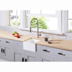 Arcticstone GKUSA15158 15-Inch Solid Surface White Stone Undermount Single Bowl Farmhouse Bar Sink, Matte White