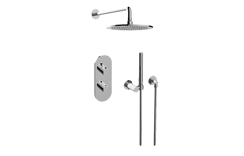 GRAFF Brushed Brass PVD M-Series Thermostatic Shower System - Shower with Handshower (Rough & Trim)  GL2.022WD-RH0-BB