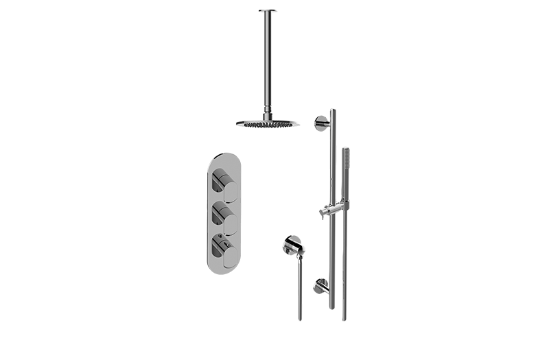 GRAFF Architectural White M-Series Thermostatic Shower System - Shower with Handshower (Trim Only)  GL3.011WB-LM45E0-WT-T