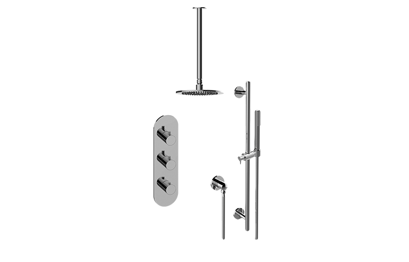 GRAFF Architectural White M-Series Thermostatic Shower System Shower with Handshower (Trim Only)  GL3.011WB-RH0-WT-T