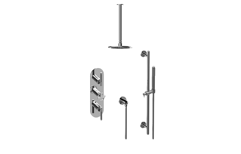 GRAFF Architectural Black M-Series Thermostatic Shower System Shower with Handshower (Rough & Trim)  GL3.041WB-ALM57C19-BK