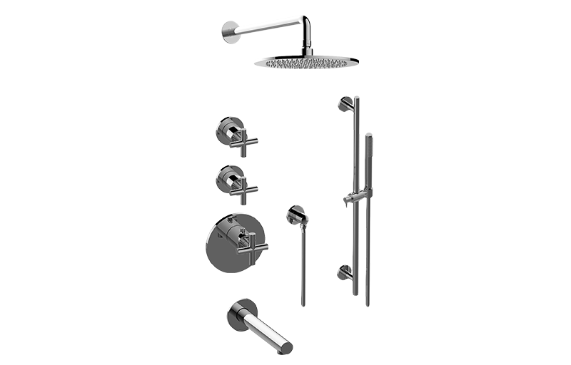 GRAFF Matte Black M-Series Thermostatic Shower System Tub and Shower with Handshower (Trim Only)  GL3.J12ST-C17E0-MBK-T