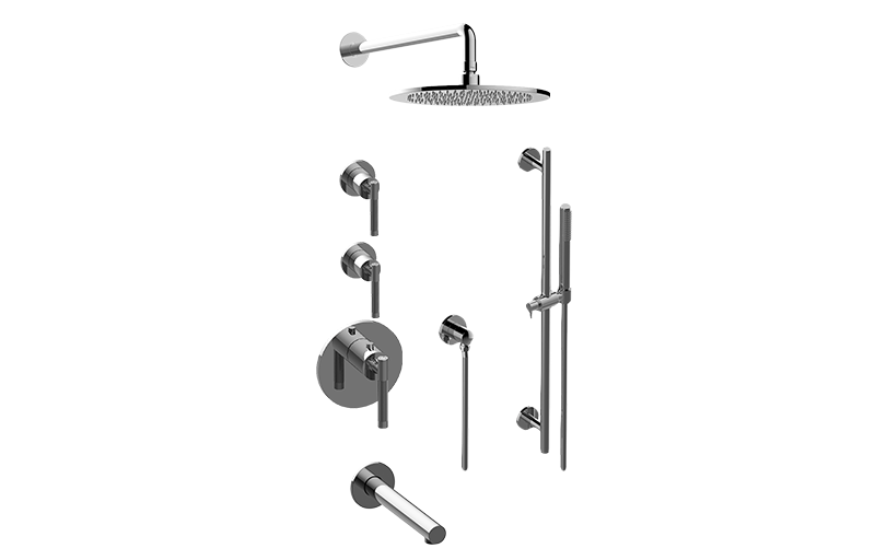 GRAFF Polished Nickel with Onyx PVD M-Series Thermostatic Shower System Tub and Shower with Handshower (Rough & Trim)  GL3.J42ST-LM57E0-PN/OX