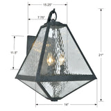 Brian Patrick Flynn for Crystorama Glacier 3 Light Black Charcoal Outdoor Sconce GLA-9702-WT-BC