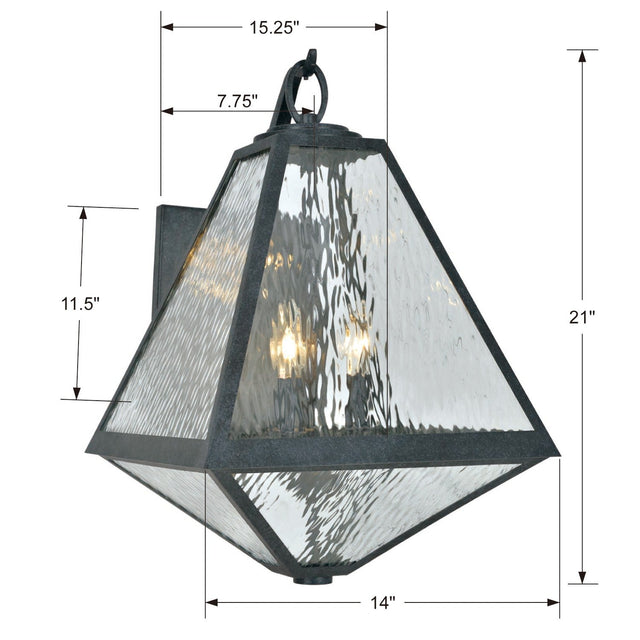 Brian Patrick Flynn for Crystorama Glacier 3 Light Black Charcoal Outdoor Sconce GLA-9702-WT-BC