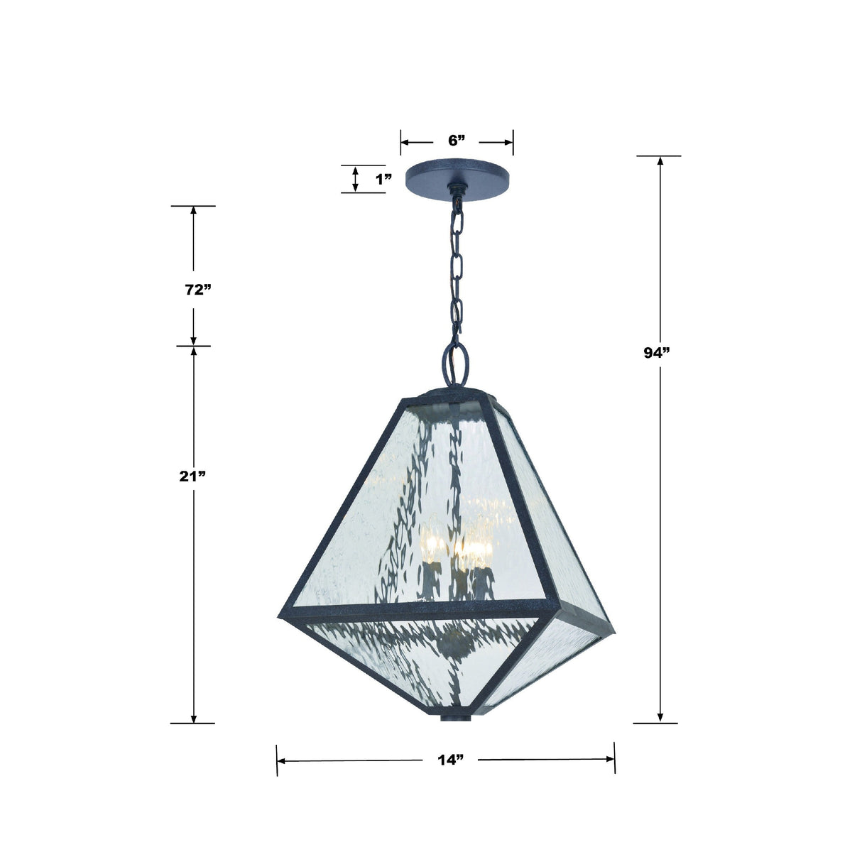 Brian Patrick Flynn for Crystorama Glacier 3 Light Black Charcoal Outdoor Pendant GLA-9705-WT-BC