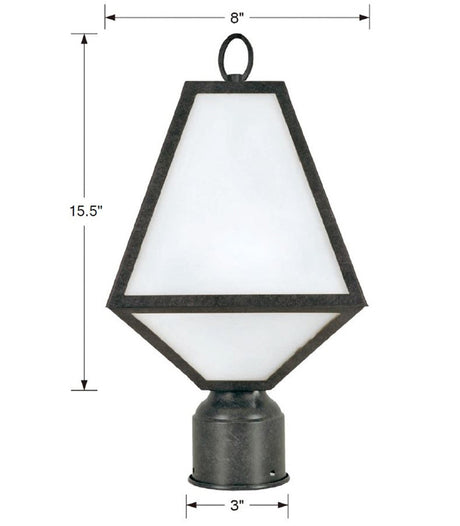 Brian Patrick Flynn for Crystorama Glacier 1 Light Black Charcoal Outdoor Post GLA-9707-OP-BC