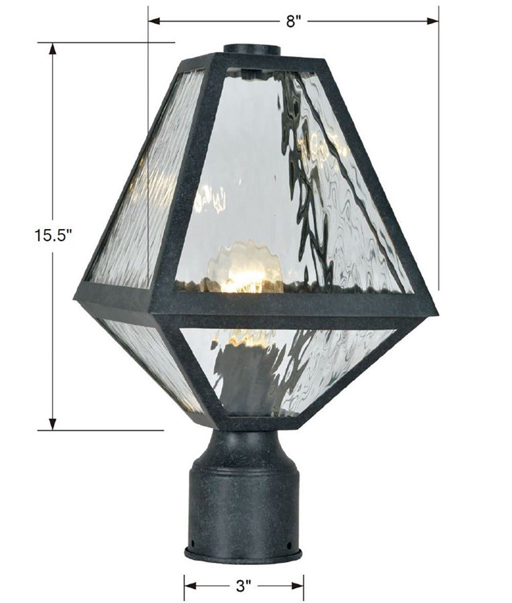 Brian Patrick Flynn for Crystorama Glacier 1 Light Black Charcoal Small Outdoor Post GLA-9707-WT-BC