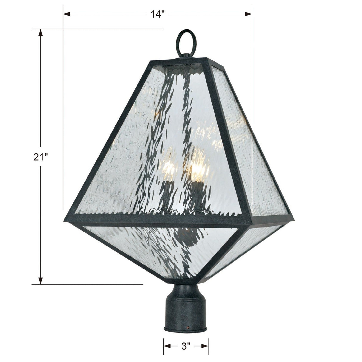 Brian Patrick Flynn for Crystorama Glacier 3 Light Black Charcoal Large Outdoor Post GLA-9709-WT-BC