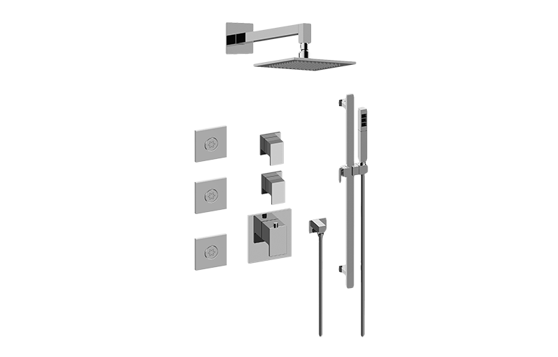 GRAFF Architectural Black M-Series Full Thermostatic Shower System (Trim Only)  GM3.112SH-LM31E0-BK-T