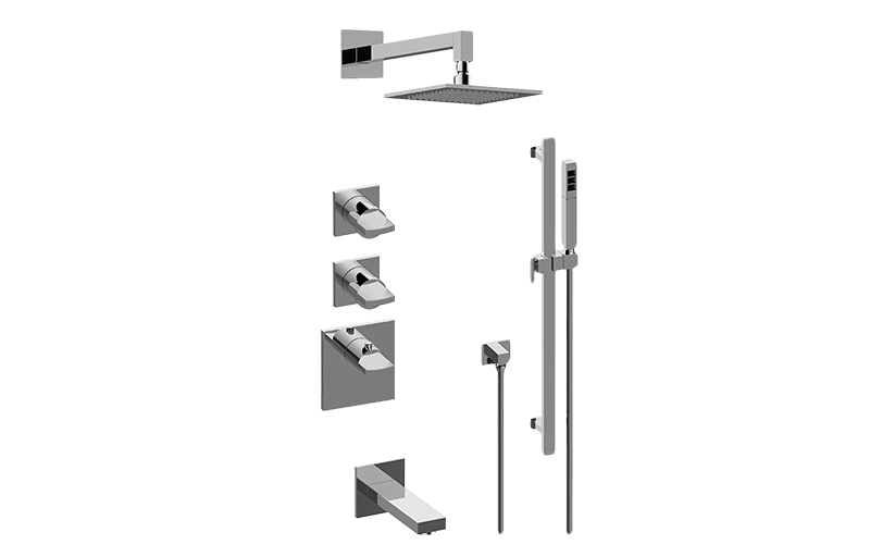GRAFF Steelnox (Satin Nickel) M-Series Thermostatic Shower System - Tub and Shower with Handshower (Rough & Trim)  GM3.612ST-C14E0-SN