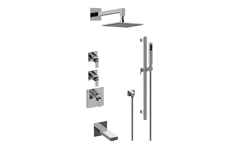 GRAFF Steelnox (Satin Nickel) M-Series Thermostatic Shower System - Tub and Shower with Handshower (Rough & Trim)  GM3.612ST-LM40E0-SN