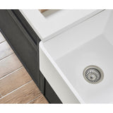 Arcticstone GPFA331810BCD 33-Inch Solid Surface White Stone Apron-Front Double Bowl Farmhouse Kitchen Sink, Matte/Glossy White
