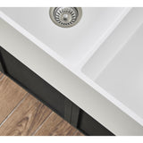 Arcticstone GPFA361810BCD 36-Inch Solid Surface White Stone Apron-Front Double Bowl Farmhouse Kitchen Sink, Matte/Glossy White