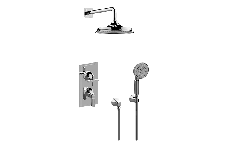 GRAFF Unfinished Brushed Brass M-Series Thermostatic Shower System - Shower with Handshower (Rough & Trim)  GR2.022WD-1L1C-UBB