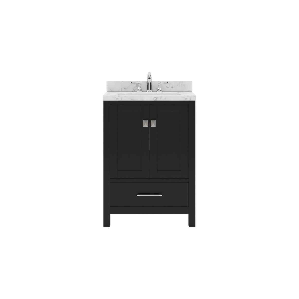 Virtu USA Caroline Avenue 24" Single Bath Vanity with White Quartz Top and Round Sink - Luxe Bathroom Vanities