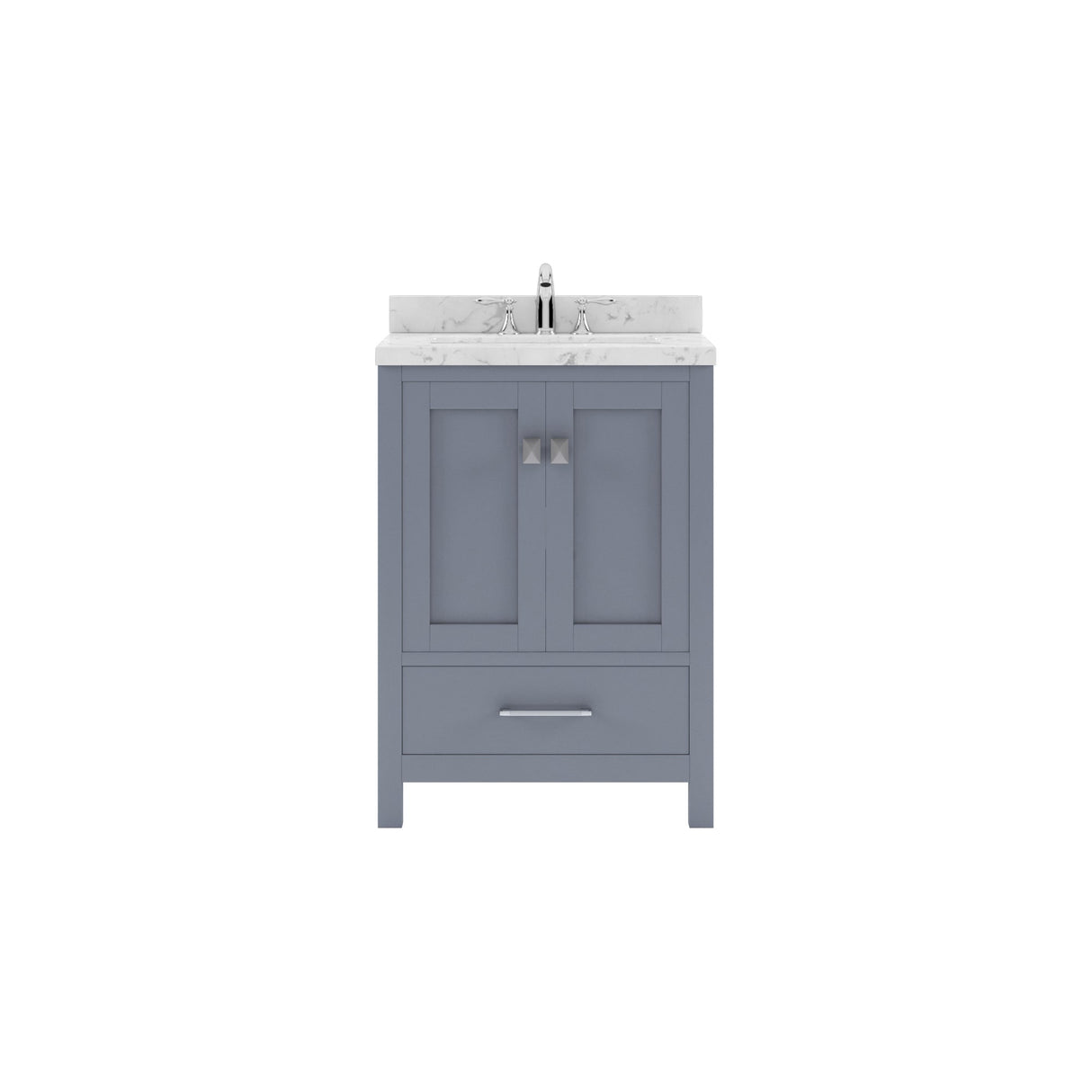 Virtu USA Caroline Avenue 24" Single Bath Vanity with White Quartz Top and Round Sink - Luxe Bathroom Vanities