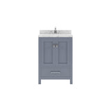 Virtu USA Caroline Avenue 24" Single Bath Vanity with White Quartz Top and Round Sink - Luxe Bathroom Vanities