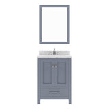 Virtu USA Caroline Avenue 24" Single Bath Vanity with White Quartz Top and Round Sink with Brushed Nickel Faucet with Matching Mirror - Luxe Bathroom Vanities