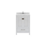 Virtu USA Caroline Avenue 24" Single Bath Vanity with White Quartz Top and Round Sink with Polished Chrome Faucet with Matching Mirror