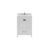 Virtu USA Caroline Avenue 24" Single Bath Vanity with White Quartz Top and Round Sink with Brushed Nickel Faucet with Mirror