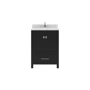 Virtu USA Caroline Avenue 24" Single Bath Vanity with White Quartz Top and Square Sink with Polished Chrome Faucet with Matching Mirror
