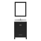 Virtu USA Caroline Avenue 24" Single Bath Vanity with White Quartz Top and Square Sink with Polished Chrome Faucet with Matching Mirror - Luxe Bathroom Vanities