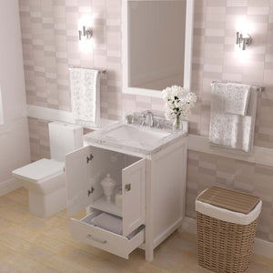 Virtu USA Caroline Avenue 24" Single Bath Vanity with White Quartz Top and Square Sink with Matching Mirror