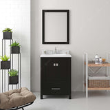 Virtu USA Caroline Avenue 24" Single Bath Vanity with White Quartz Top and Round Sink with Mirror