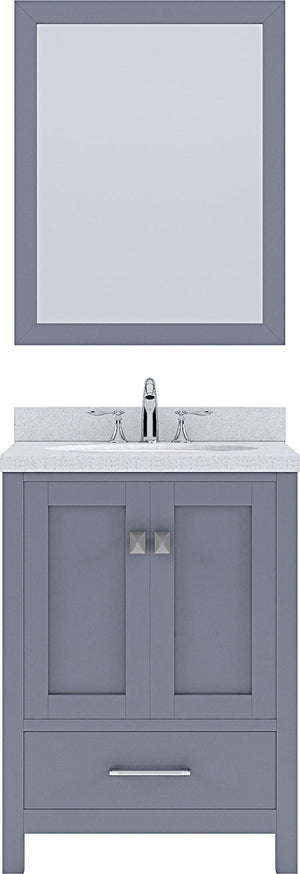 Virtu USA Caroline Avenue 24" Single Bath Vanity in Grey with Dazzle White Top and Round Sink with Mirror - Luxe Bathroom Vanities Luxury Bathroom Fixtures Bathroom Furniture
