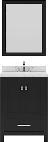 Virtu USA Caroline Avenue 24" Single Bath Vanity in Espresso with Dazzle White Top and Square Sink with Brushed Nickel Faucet and Mirror - Luxe Bathroom Vanities Luxury Bathroom Fixtures Bathroom Furniture