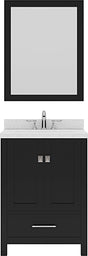 Virtu USA Caroline Avenue 24" Single Bath Vanity in Espresso with Dazzle White Top and Square Sink with Brushed Nickel Faucet and Mirror - Luxe Bathroom Vanities Luxury Bathroom Fixtures Bathroom Furniture