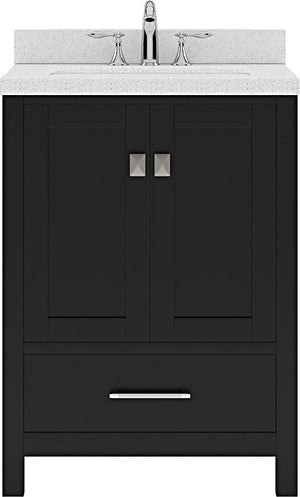 Virtu USA Caroline Avenue 24" Single Bath Vanity in Espresso with Dazzle White Top and Square Sink - Luxe Bathroom Vanities Luxury Bathroom Fixtures Bathroom Furniture