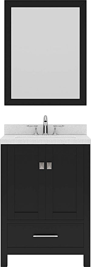 Virtu USA Caroline Avenue 24" Single Bath Vanity in Espresso with Dazzle White Top and Square Sink with Mirror - Luxe Bathroom Vanities Luxury Bathroom Fixtures Bathroom Furniture