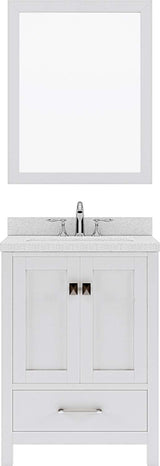 Virtu USA Caroline Avenue 24" Single Bath Vanity with Dazzle White Top and Square Sink with Brushed Nickel Faucet and Mirror - Luxe Bathroom Vanities